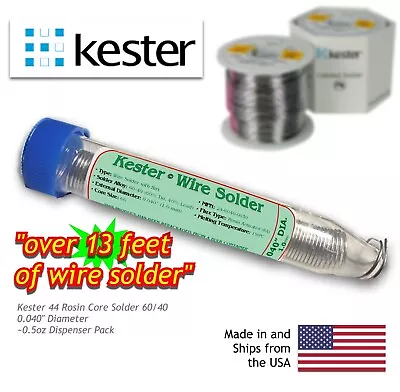 Kester 44 Rosin Core Solder 60/40 .041  (1.0mm) 0.5oz Dispenser Pack • $4.15