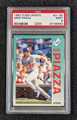 Mike Piazza 1992 Fleer Update #U-92 Rookie PSA 9 Mint • $82