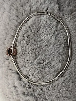 Pandora Silver And Rose Gold Barrel Clasp Bracelet 21cm 580702 ALE R • £30