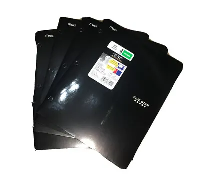 Mead Five Star 4 Pocket Folder ~ Black Laminate Paper ~ Lot Of 4 ~ No Prong • $10.99