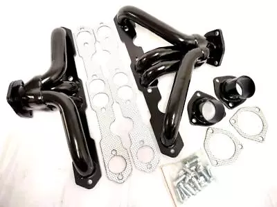 1955 1956 1957 Small Block Chevy Black Painted Shorty Exhaust Headers Tri5 SBC • $129.65