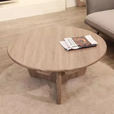 Wooden Round Coffee Table Curved Leg Accent  Living Room Table • $349.99