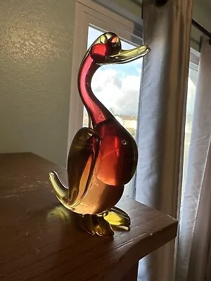 Archimede Seguso Murano Glass Reddish  Orangish And Yellowish Duck • $18