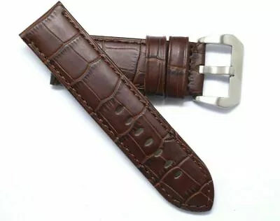 26mm Brown Croco Embossed Leather Replacement Men Watch Band - Invicta Lupah 26 • $12.82