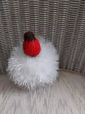£3 • Buy Hand Knitted  Robin Sat On A Snowball Chocolate Orange Cover  Or Bath Bomb Cover