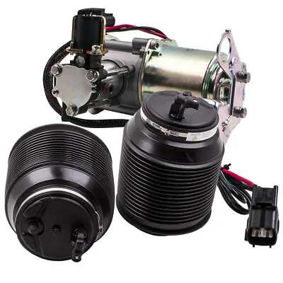 Pair Rear Air Spring Bags + Air Compressor Pump For Toyota 4Runner Lexus GX470 • $417.99