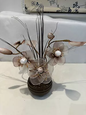 ARTIFICIAL Flower Arrangement In Vase - Handmade Fully Manipulatable - 33cm Tall • £22.19