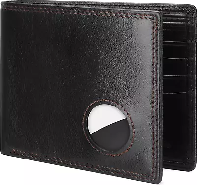 Men Wallet Compatible With Airtag Genuine Leather Bifold Wallet For Air Tag RF • $24.56