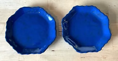 Peasant Village PV 6952 Italy Cobalt Blue Pottery 6  Dessert Plates  Set Of 2  • $10