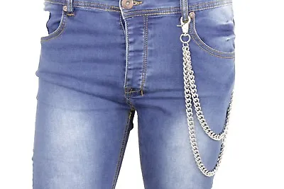 Men Women Silver Metal Wallet Chain Links Keychain Side Jeans Pants 2 Strands • $17.95