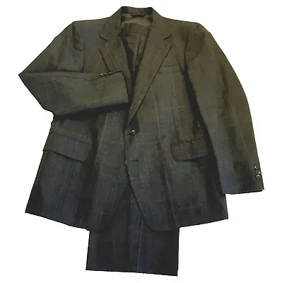 Andhurst Vintage Suit 42 Glen Plaid Gray 2 Button Pants 36 Pleated No Cuff   USA • $100.99