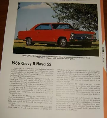 ★★1966 Chevy Ii Nova Ss Specs Info Photo 66 327 L30 L79★★ • $4.99