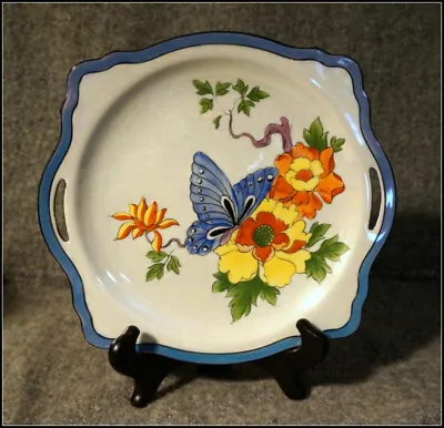Art Deco Noritake Luster Square Cake Plate With Butterfly & Floral Design #N744 • $24.99