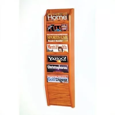 Wooden Mallet 7 Pocket Magazine Wall Rack In Medium Oak • $100.35