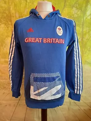 Team GB London Olympics 2012 Adidas Blue Cotton Blend Hoodie UK Men's Size Small • £30