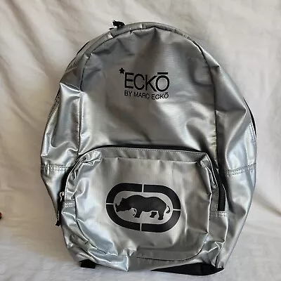 Ecko By Marc Ecko Unltd Backpack Book Bag Silver Gray With Black • $20