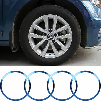 Set Blue Car Wheel Rim Center Logo Hub Caps Decor Ring Covers For VW Volkswagen • $11.99