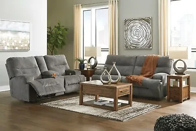 $1395 • Buy Ashley Furniture Coombs Reclining Sofa And Loveseat Living Room Set