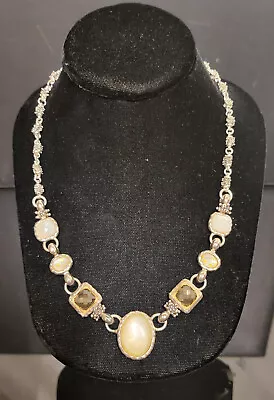 Beautiful Michael Dawkins Mother Of Pearl Quartz And Gold Leaf Toggle Necklace • $124.99