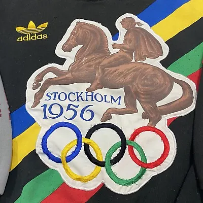 Vintage 80s Adidas Olympic Stockholm 1956 Crewneck Helsinki Sweatshirt Mens: L • $333