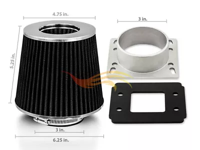 BLACK Cone Dry Filter + AIR INTAKE MAF Adapter Kit For 90-97 Miata MX5 1.6L 1.8L • $21.99