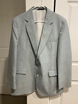 Vtg 80s 90s Haggar Blazer Suit Jacket Sport Coat Light Blue Disco Retro Mens 42 • $42.15