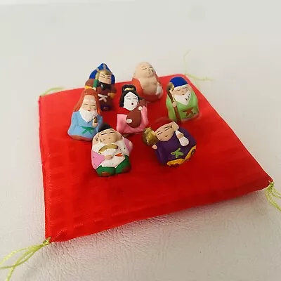 Vintage Seven 7 Lucky Gods Of Happiness & Fortune Mini Clay Figurines • $14.99