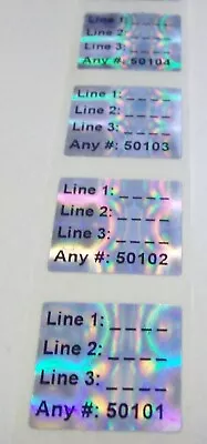 100 To 1000 LI75c 3/4  Square Customized TE Hologram Product Protection Stickers • £13.45