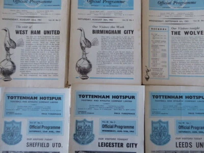 Tottenham Hotspur Home Programmes Seasons 1961/62 - 1969/70 • £1.50