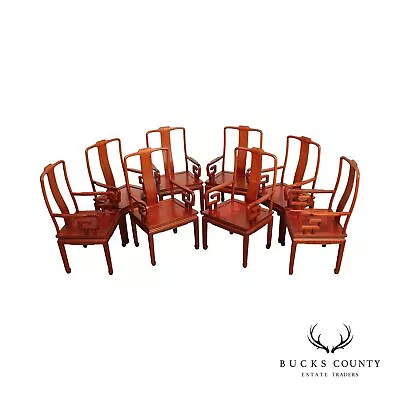 Chinese Vintage Set Of 8 Yoke Back Dining Armchairs • $1995