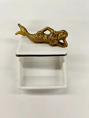 Mermaid - Gold And White - Trinket Box • $14.95