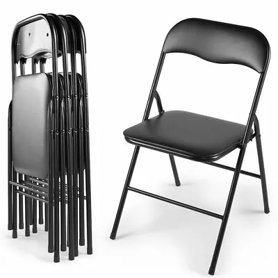 5-Pack Plastic Folding Chairs Wedding Banquet Seat Party Event Chair Black • $69.99