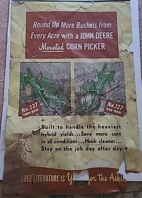 1950s John Deere Corn Picker Dealership Litho Poster (37x25) • $40