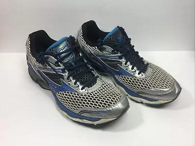 Mizuno Mens Wave Creation 17 Running Shoes Size 12 Blue Silver Athletic Sneakers • $32.95