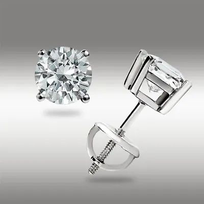 1.10Ct Round White VVS1 Lab-Created Diamond Unisex Stud Earrings 14K White Gold • $69.99