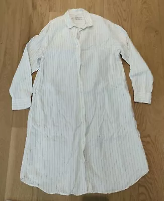 MUJI Womens French Linen Striped Shirt Dress Linen 100% Size M • £33