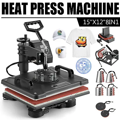 15 X12  8 In 1 T-Shirt Heat Press Machine Digital Transfer Sublimation Plate Mug • $166.90