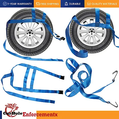 4*Large Vehicle Tow Dolly Basket Tie Down Straps With Flat Hooks 17 -21  Carbole • $58.59