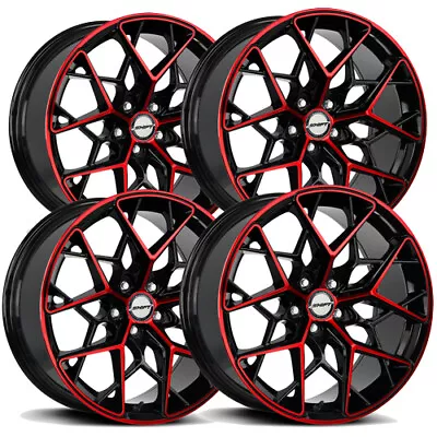 (Set Of 4) Shift H35 Piston 18x8.5 5x120 +35mm Black/Red Wheels Rims 18  Inch • $806