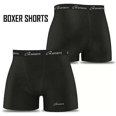 Mens Compression Boxer Shorts Sports Briefs Skin Tight Fit Gym Pants S To XXL  • £8.99