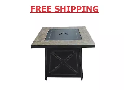 Steel Gas Fire Pit Table Antique Bronze Finish 50000 BTU Natural Slate Table Top • $275.91