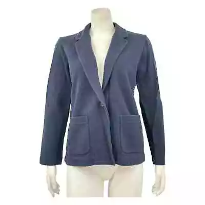 J Crew Women Knit Ponte Blazer Jacket Size Small Navy Single Button Cotton Blend • $18