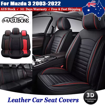 2023 Premium PU Leather Car Seat Covers Full Set Front Rear Cushions For Mazda 3 • $136.70