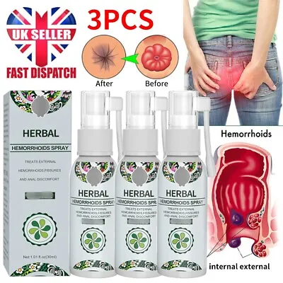 £5.31 • Buy 3x Hemorrhoid Treatment Spray Natural Herbal Essence No Stimulation Relief 30ml