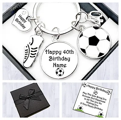 60th. 70th. 80th Birthday Gift. Personalised. Football Keyring. Cabochon • £5.95