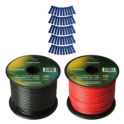 Harmony Car Primary 14 Gauge Power Or Ground Wire 200 Feet 2 Rolls Red & Black • $18.95