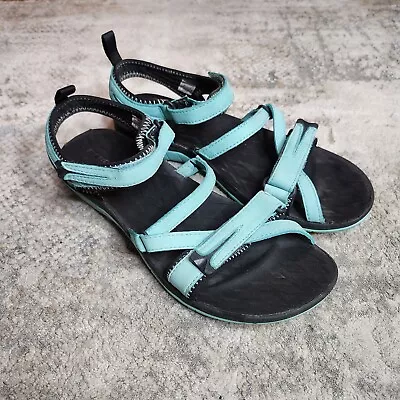 Merrell Blue Turquoise Size 9 Sandals Sport Hiking Women Leather Straps • $24.95