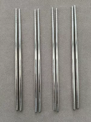 Vintage 4 Sets Stainless  Chopsticks  Silver Metallic 9.5  • $10