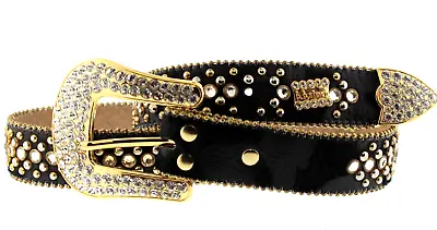 BB SIMON BELT 6000 Size 36 Black Cowhide With Crystals • $169.99