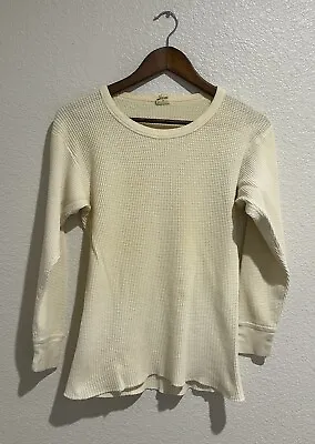 VINTAGE K-Mart Stained Thermal Shirt Adult Medium White Waffle Knit 70s 80s • $24.99